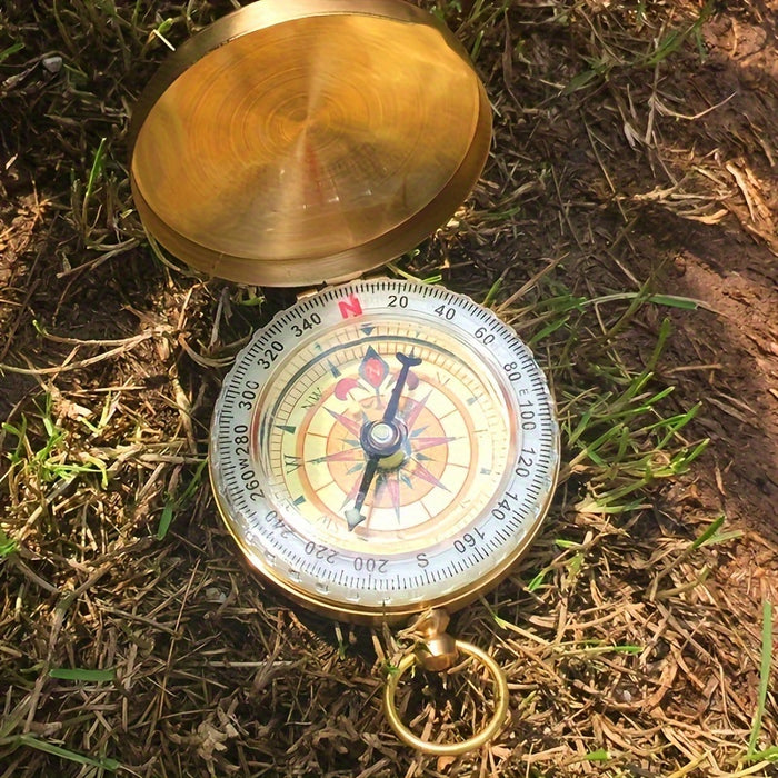 1pc Copper Survival Compass with Glow-in-the-Dark Features - Water-Resistant, Enhanced Visibility for Camping & Hiking - Essential Nighttime Adventure Tool