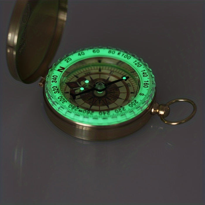 1pc Copper Survival Compass with Glow-in-the-Dark Features - Water-Resistant, Enhanced Visibility for Camping & Hiking - Essential Nighttime Adventure Tool