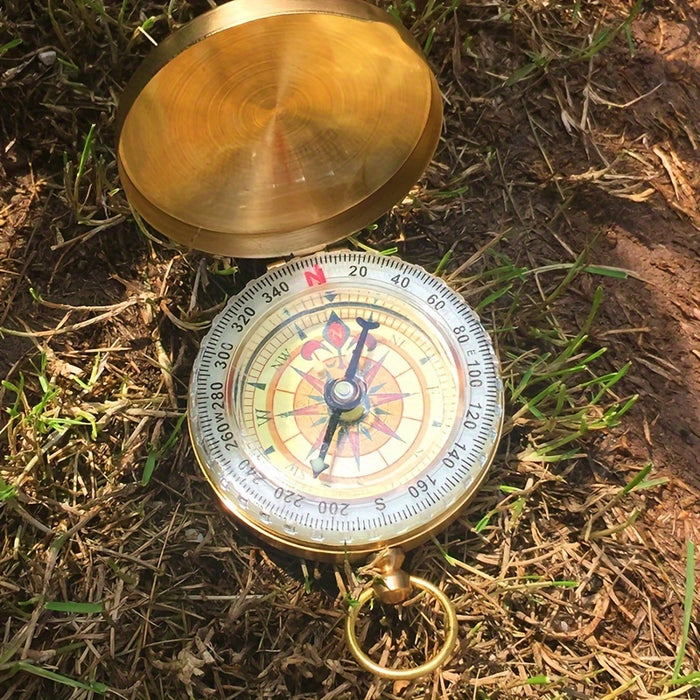 1pc Copper Survival Compass with Glow-in-the-Dark Features - Water-Resistant, Enhanced Visibility for Camping & Hiking - Essential Nighttime Adventure Tool