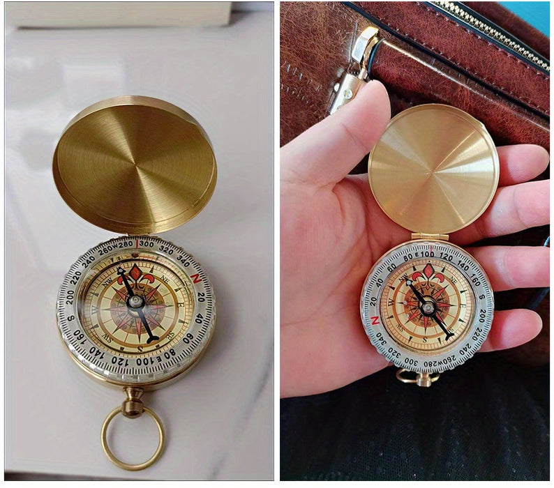 1pc Copper Survival Compass with Glow-in-the-Dark Features - Water-Resistant, Enhanced Visibility for Camping & Hiking - Essential Nighttime Adventure Tool