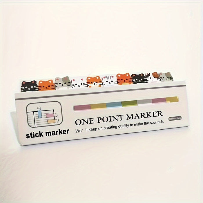 150 Sheets/Pack, Cute Cat-Themed Sticky Notes Set - Perfect for Bookmarking & Memos, Office Essentials