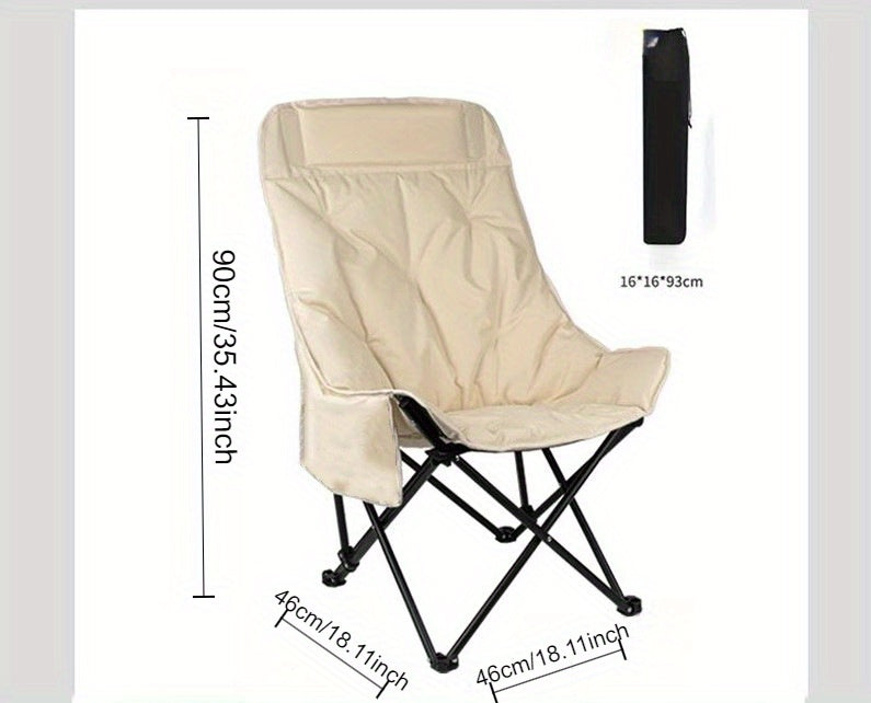 Ergonomic High-Back Moon Chair Set with Cushion - Stainless Steel Frame, Portable & Foldable - For Outdoor BBQs, Picnics & Camping - Perfect for Adults - Ideal Gift for Garden Lovers & Outdoor Enthusiasts