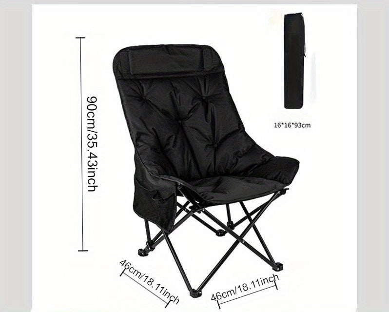 Ergonomic High-Back Moon Chair Set with Cushion - Stainless Steel Frame, Portable & Foldable - For Outdoor BBQs, Picnics & Camping - Perfect for Adults - Ideal Gift for Garden Lovers & Outdoor Enthusiasts