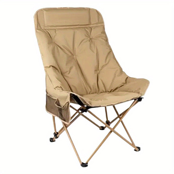 Ergonomic High-Back Moon Chair Set with Cushion - Stainless Steel Frame, Portable & Foldable - For Outdoor BBQs, Picnics & Camping - Perfect for Adults - Ideal Gift for Garden Lovers & Outdoor Enthusiasts