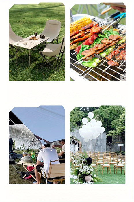 Ergonomic High-Back Moon Chair Set with Cushion - Stainless Steel Frame, Portable & Foldable - For Outdoor BBQs, Picnics & Camping - Perfect for Adults - Ideal Gift for Garden Lovers & Outdoor Enthusiasts