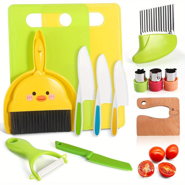 14 Pack of Safe Kids Kitchen Set for Real Cooking, Montessori Kitchen Tools Toys for Girls and Boys 3-10 Years Old