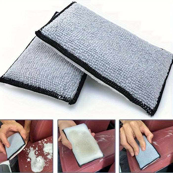 Microfiber Cleaning Sponges for Car Interior Detailing, Dual-Sided Stain Removal Sponges for Leather, Plastic, Vinyl, and Upholstery, Multipurpose Household and Kitchen Cleaning Pads