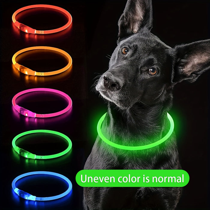 Rechargeable LED Dog Collar with Anti-Loss Feature, Bright Night Light for Dogs