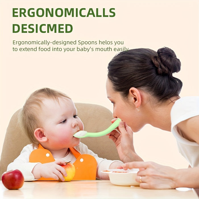6pcs Silicone Baby Spoons Flexble Bend Handle for Easy Feeding As Halloween, Chrismas Gift