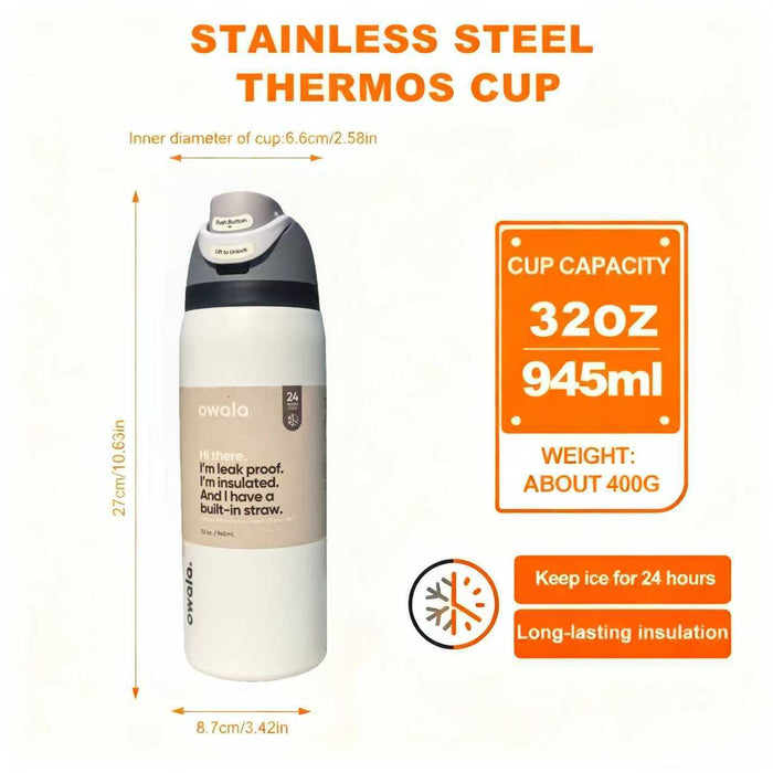 Owala freesip 32oz Stainless Steel Vacuum Insulated Tumbler with Straw Lid & Handle - Double-Wall Thermal Cup, Leakproo Travel, Office Reusable Insulated Bottle for Hot/Cold Drinks, Gym, Travel, Office Available in multiple c
