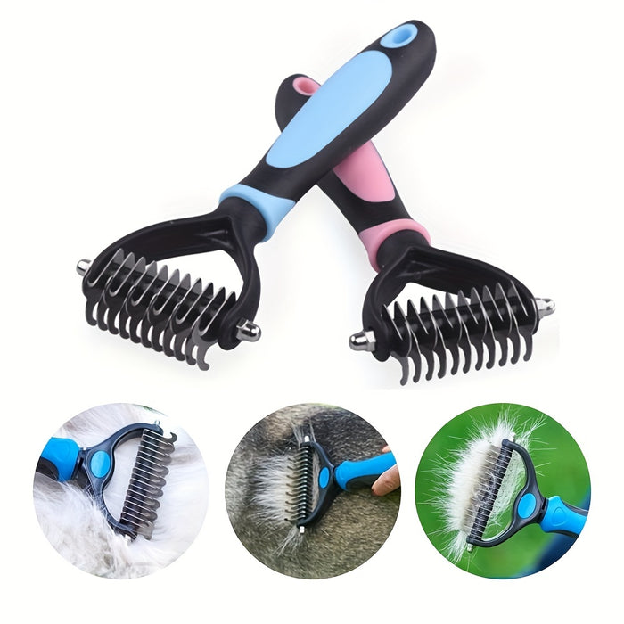 Double-Sided Pet Fur Knot Remover Comb for Dogs and Cats: Effective Shedding Tool for Removing Pet Hair