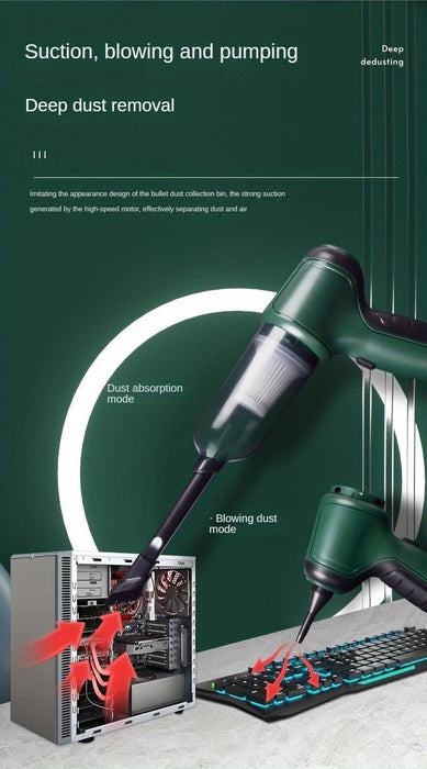 3-in-1 Wireless Vacuum Cleaner: Powerful Suction, Air Extraction & Dust Blowing for Home & Car Use