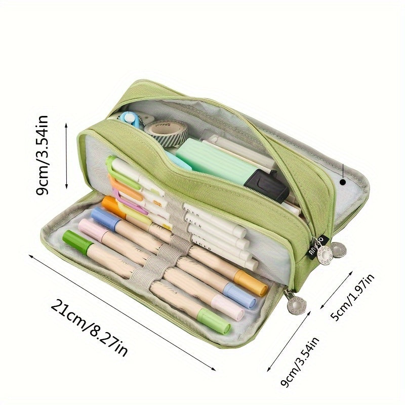 Large Capacity 3-Layer Pencil Case for Students: Japanese/Korean Style Multifunctional Pencil Bag