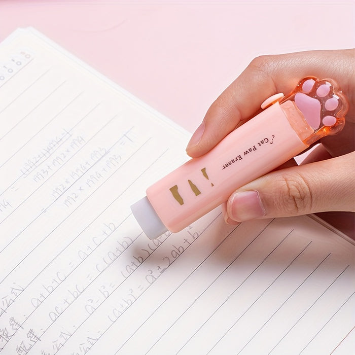 Push-pull Cat paw cute eraser girl pencil eraser student rubber Cartoon pen eraser school supplies prizes Office eraser