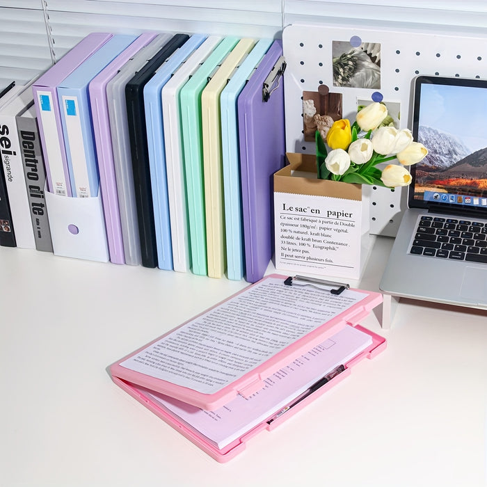 A4 File Folder Storage Box with Clip, Large Capacity for Student Test Papers, Subject Classification, Multi-functional for Music and Information Books