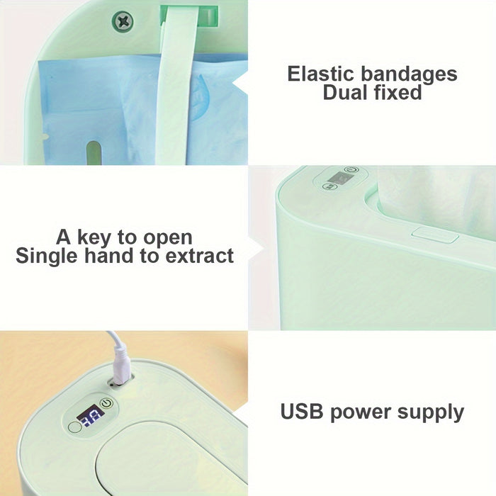 [Adjustable Temperature USB Wipe Warmer] Portable USB Youngsters Wipe Warmer with Adjustable Temperature (40-60°C) - Large Capacity, Smart Dispenser for Youngsters' Comfort & Convenience - Ideal for Home, Car, Travel - Green