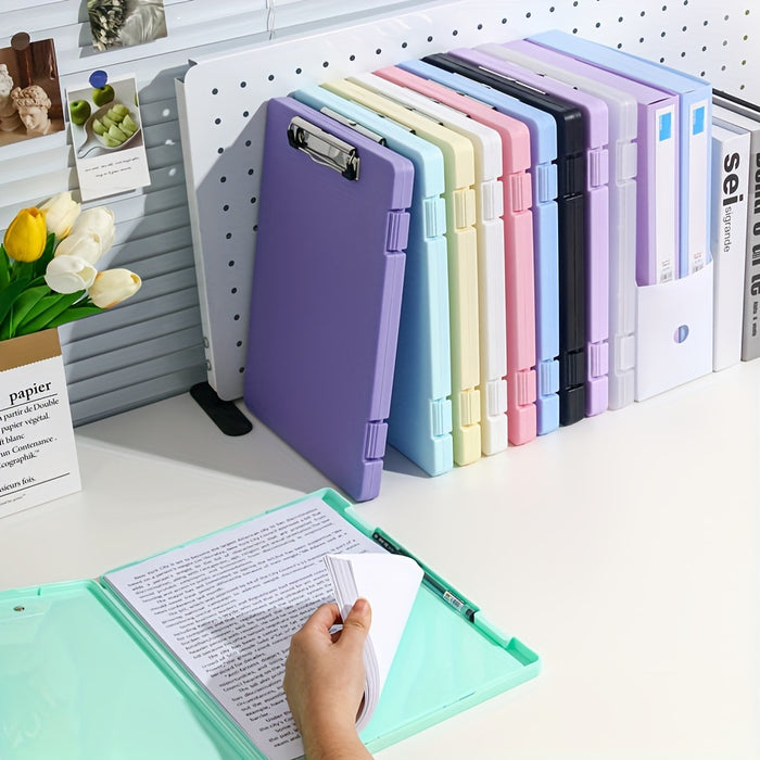 A4 File Folder Storage Box with Clip, Large Capacity for Student Test Papers, Subject Classification, Multi-functional for Music and Information Books