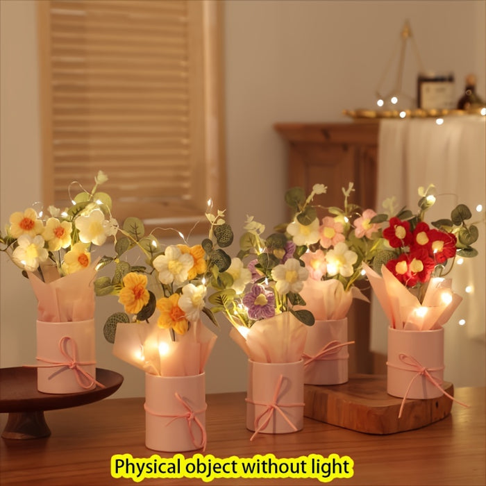 Charming Fleece Puff Tulip in Illuminated Gift Bag - Perfect for Birthday & Holiday Decor, Spring Home Accent, No Battery Required, Flower Decorations