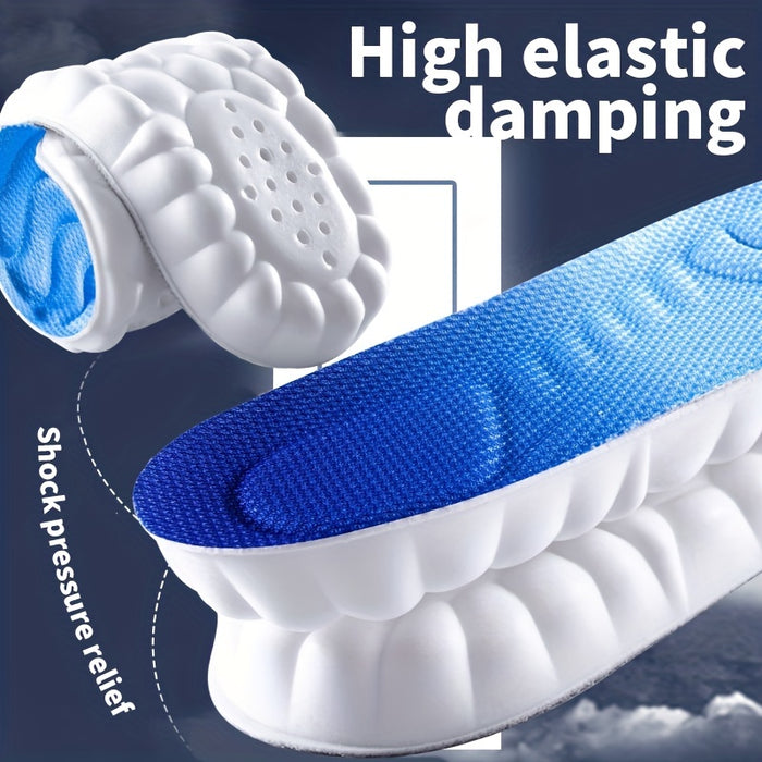 1pair 4D Sport Insoles: Breathable, High-Elasticity Cushions for Shock Absorption and Comfort