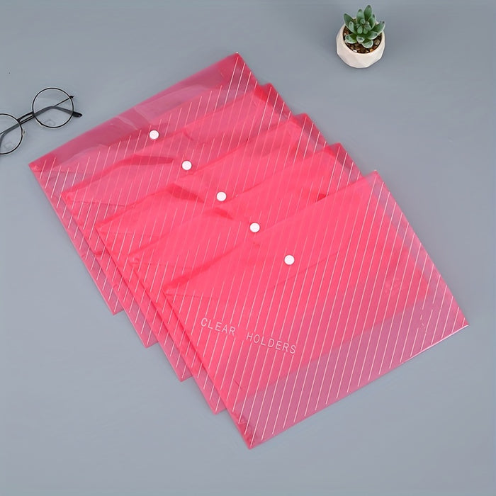 5/10pcs Transparent A4 File Bag - Diagonal Test Paper Buckle Storage Bag For Office Organizer And Document Pouch - Back To School Supplies