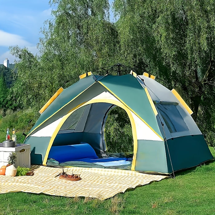 Easy Setup 2-3 Person Camping Tent - Windproof, UV Protection, Portable & Waterproof for Family Outings, Hunting & Hiking - Green