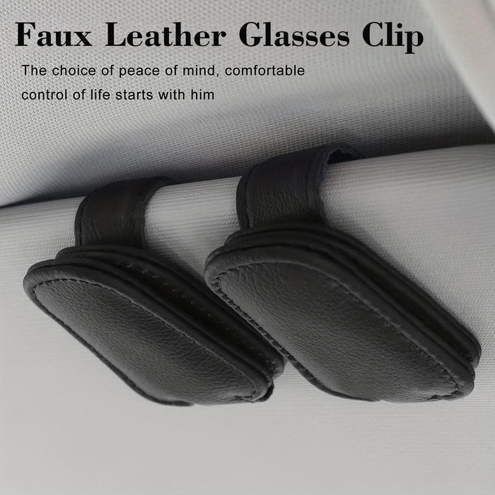 [1pcs Universal Sun Visor Glasses] 1pc Universal Car Sun Visor Glasses Clip, Pu Material, Auto Eyeglasses Holder, Vehicle Interior Accessories, Eyewear Storage Bracket