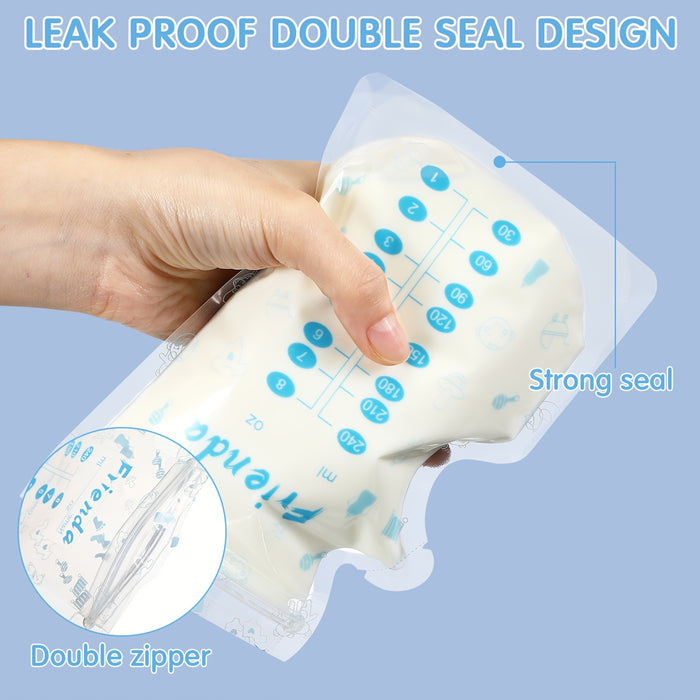 500pcs 8oz Breast Milk Storage Bags with Pour Spout - Leak-Proof, Double Seal, Self-Standing Design for Easy Pouring & Freezing, Perfect for Breastfeeding Moms, Floral Pattern, Breastfeeding Supplies