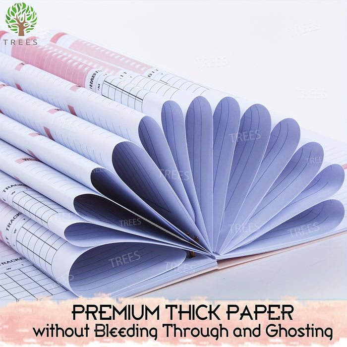1pc TREES A5 Spiral Undated Planner, 52 Sheets, Daily Weekly Agenda Notebook, PVC Cover, Office School Stationery, Goal Setting & Planning, 8.3x5.5 Inches
