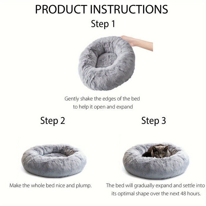 Calming Dog & Cat Bed, Donut Cuddler Warming Cozy Soft Round Bed, Fluffy Faux Fur Plush Cushion Bed For Small Medium And Large Dogs And Cats (16"/20"/24"/28"/31"/39") Christmas Gift