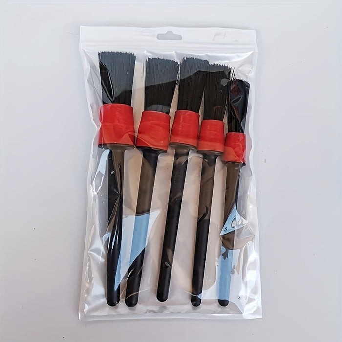 5pcs set, hardcover car beauty car wash detail brush five-piece set pp car wash brush box packed pig hair nylon sharpened brush