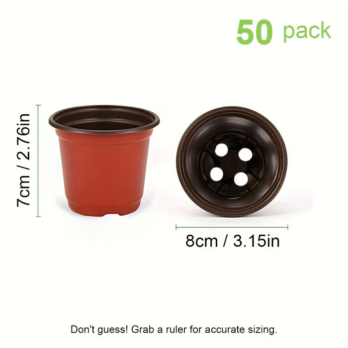 50pcs, Plastic Planter Pots For Indoor And Outdoor Plants, Lightweight Plastic Plant Pots For Seed Starting And Cultivation | Durable, Affordable, Ideal For Seed Germination And Flower Cultivation | Versatile Sizes | Extra La