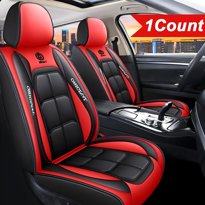 1pc ORIGINAL Blue & Black PU Leather Car Seat Cover - Durable, Breathable, Easy Installation, All-Season Protection - Premium Interior Upgrade for Front Seats