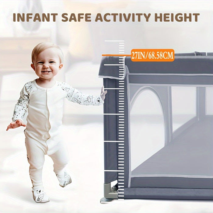 Baby Playpen, Play Pen For Kids Activity Center, Large Baby Playard For Indoor And Outdoor, Sturdy Safety Baby Fence With Soft Breathable Mesh For Toddler, As Halloween, Chrismas Gift (50 Inch×50 Inch, Grey)