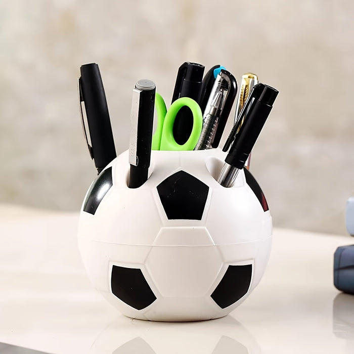 1pc Cartoon Football Pen Holder, Multi-functional Plastic Pen Organizer for Office Desk Supplies