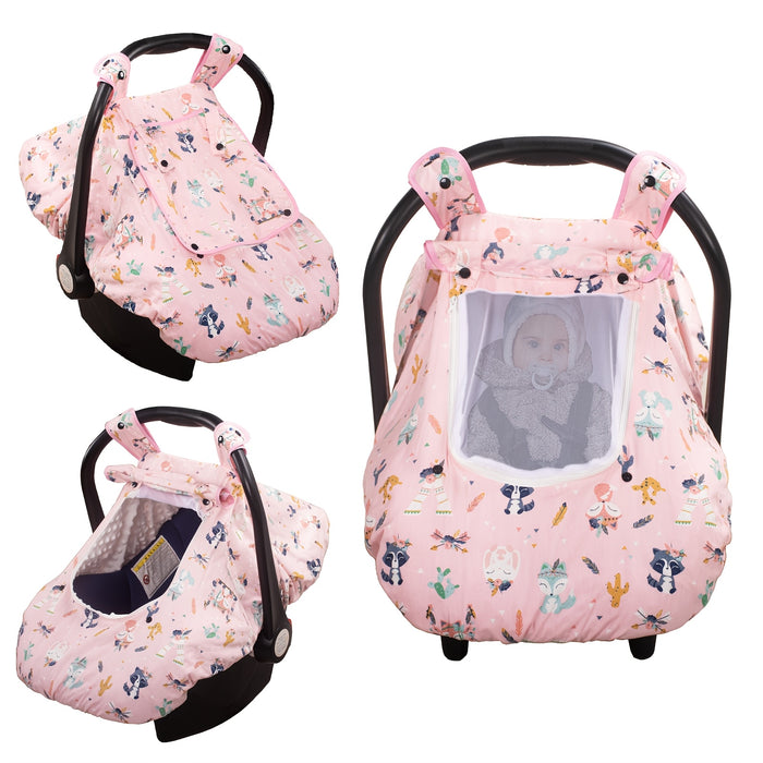 1pc Beavtaens 3-in-1 Baby Car Seat Cover, Ultra Cozy Minky Carseat Cover with Storage Bag, Machine Washable, Zipper Closure, Polyester Fiber Material for Winter Protection