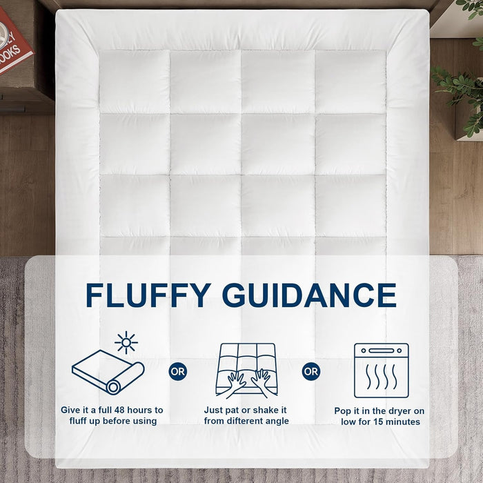 Cooling Mattress Topper, Breathable Extra Thick Mattress Protector with 8-21" Deep Pocket, Comfort Support Back Mattress Pad Cover