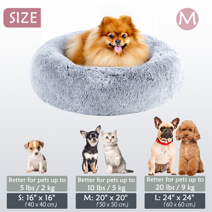 Calming Dog & Cat Bed, Donut Cuddler Warming Cozy Soft Round Bed, Fluffy Faux Fur Plush Cushion Bed For Small Medium And Large Dogs And Cats (16"/20"/24"/28"/31"/39") Christmas Gift