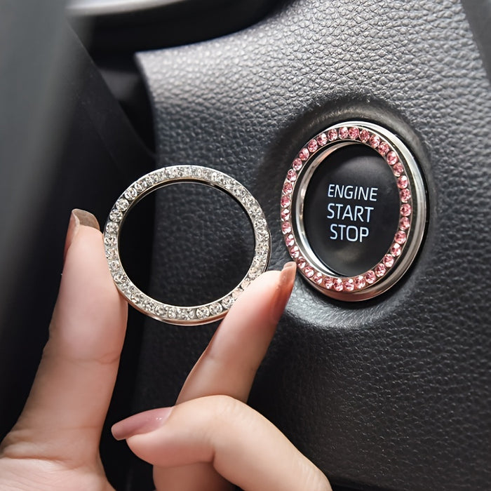 Car One-Button Start Rhinestone Ignition Ring Decoration, Thanksgiving Christmas New Year Gift