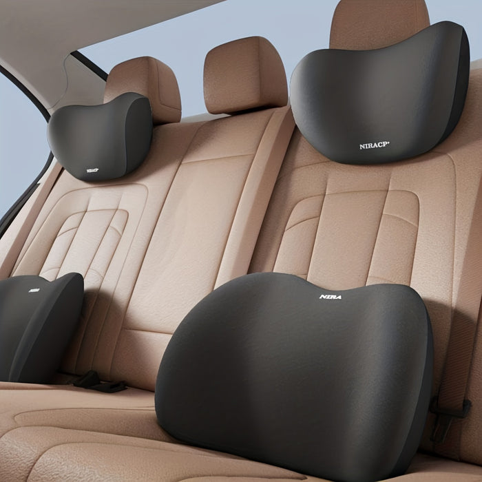 1pc Memory Foam Car Neck and Lumbar Pillow - Comfortable Support for Headrest and Back Cushion - Ideal for Drivers and Passengers