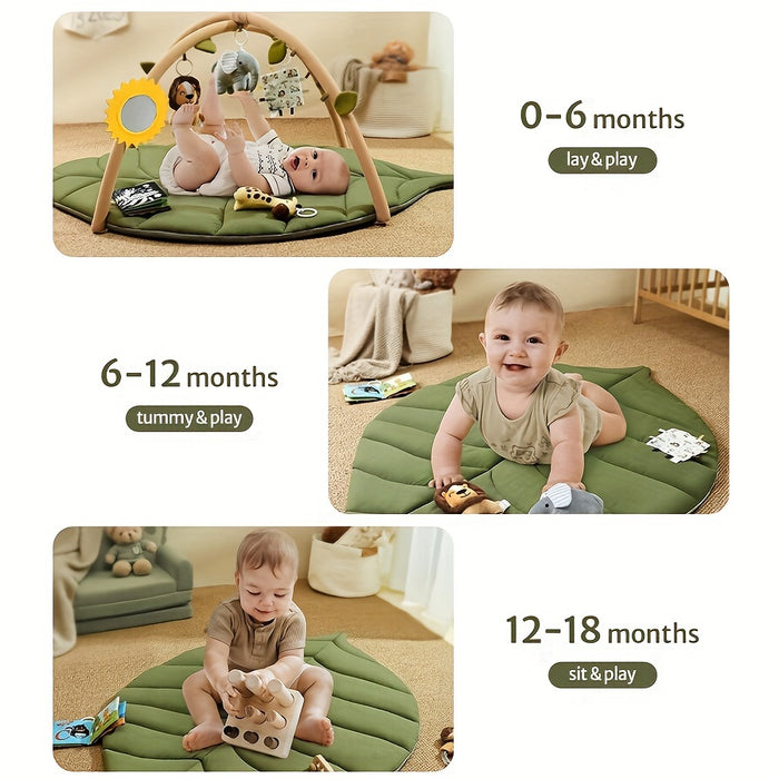 Baby Play Gym And Activity Mat, Oversized Leafy Baby Playpen With 6 Removable Toys, Infant Stationary Activity Center, Promotes Motor Skills And Sensory Development, Early Learning Crawling Mat, Essential Gift For Newborn Bab