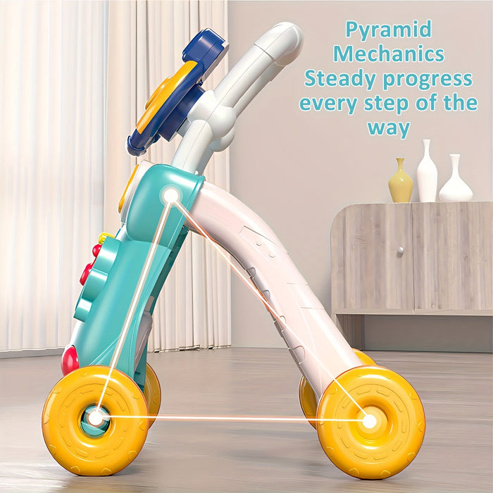 Interactive Youngsters Walker Car for Boys & Girls, 6-12 Months - Durable ABS Material, Parking Brake, Music & Educational Toys, Pink/Blue, 45cm x 32cm x 40cm