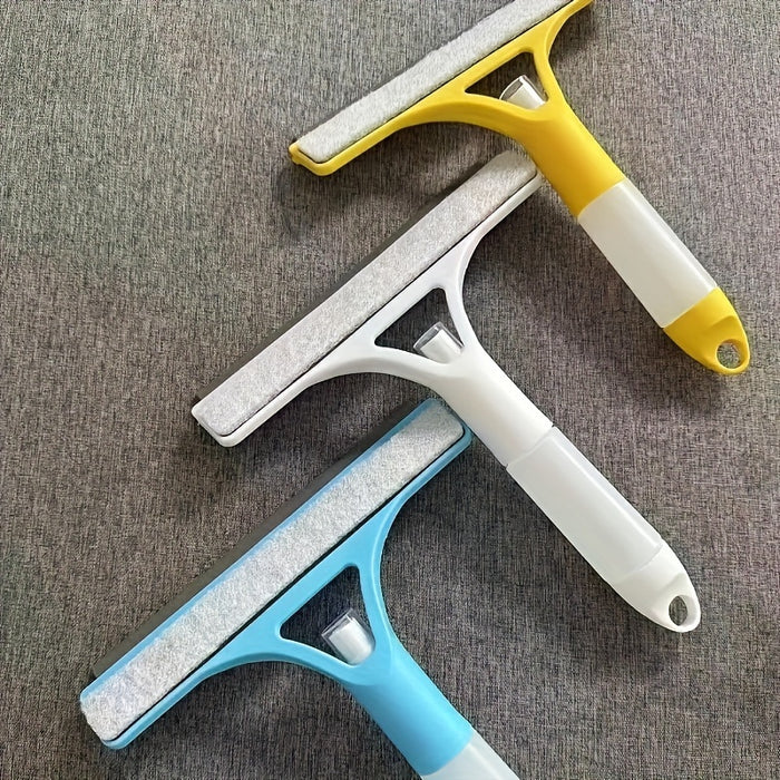 1pc Versatile 3-in-1 Glass Cleaning Tool with Spray Bottle - Double-Sided Scraper & Brush for Effortless Cleaning of Mirrors, Windows, Car Windshields, and More - Durable PC Material, Blue & White, Car Cleaning Accessories