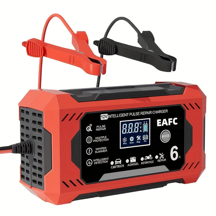 Car Battery Charger, 12V 6A Smart Battery Trickle Charger Auto 12V 24V Battery Maintainer for Car Truck Motorcycle Lawn Mower Marine Lead Acid Battery