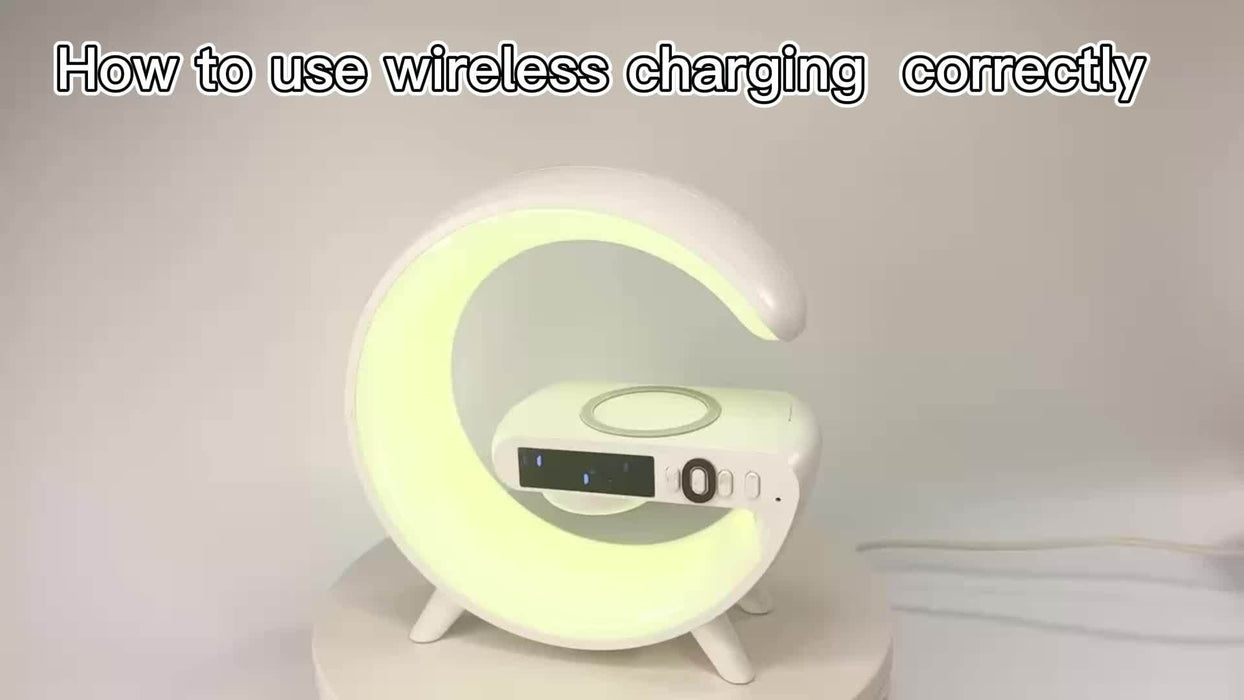 Smart Wireless Speaker with Phone Charger, Dimmable Alarm Clock, Sunrise Simulation, Sound Machine with Night Light