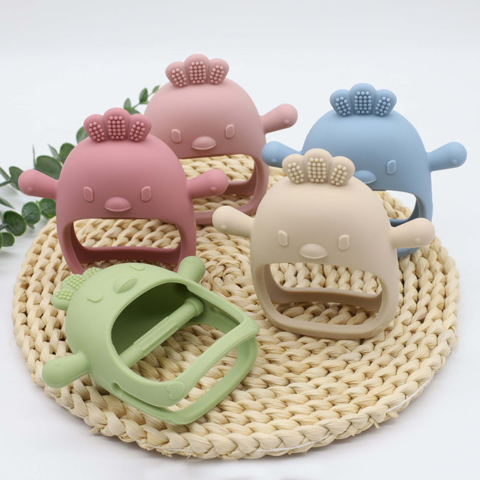 3pcs Cute Cartoon Silicone Teether Toys for Youngsters 3+ Months -, Soft & Durable Chew Toys in Pink, Blue, Green - Machine Washable, Olive Green - Soothes Gums, Ideal for Sucking Needs, Youngsters Toys