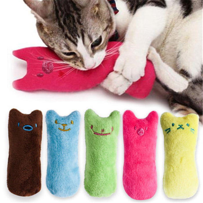 1pc Cat Design Cat Teaser Toy Containing Squeaky Plush Pillow Toy Interactive Pet Supply