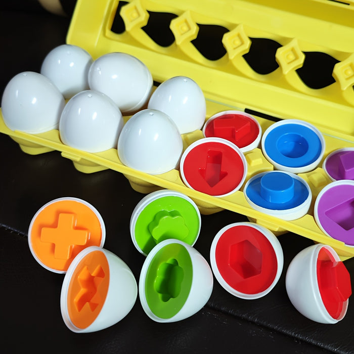 12pcs Colorful Egg Shape Matching Toy Set - Early Education Fine Motor Skills Development, Perfect for Halloween & Christmas Gifts