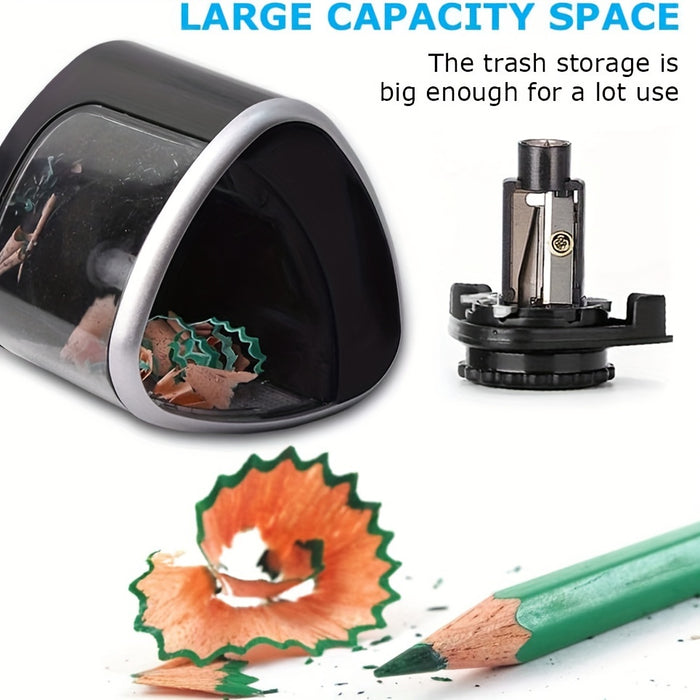 Sleek Black Electric Pencil Sharpener with Auto-Stop Feature - Durable PP Construction, Fast & Efficient Lead Sharpening for Office Use, Perfect for Winter, New Year