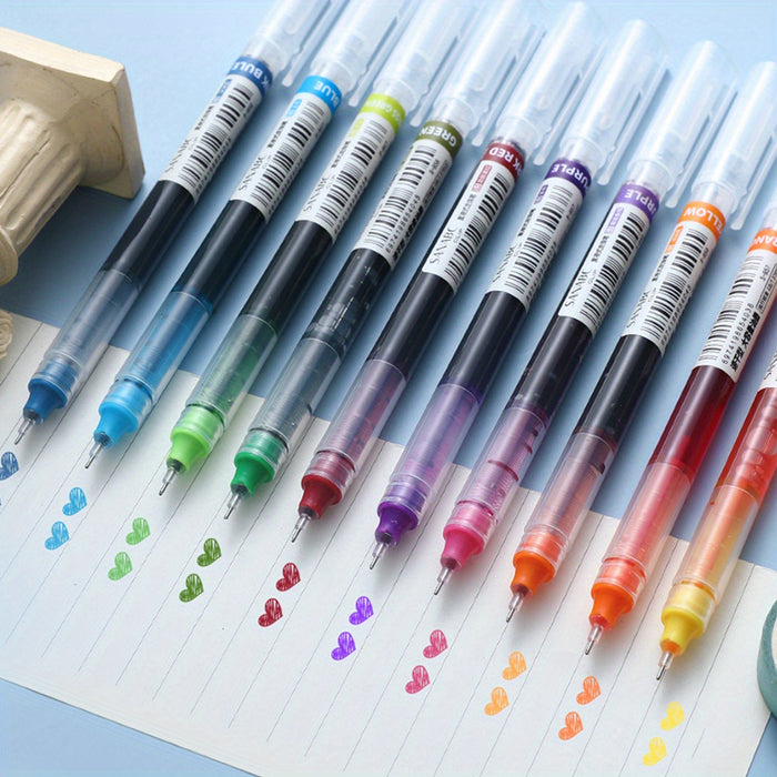 10-pack 10-Pack Quick-Drying Color Neutral Ballpoint Pens - 0.5mm Needle Carbon Pens for Students