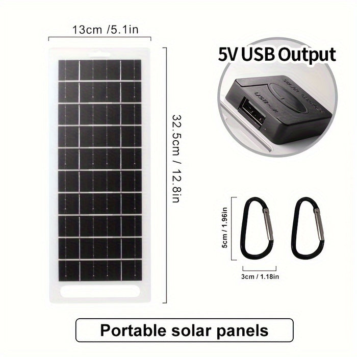 1pc Solar Portable Charging Panel Outdoor Solar USBCharger ls Suitable for Outdoor Travel And Camping, Mobile Power.Mobile Phone Charging Bank, Flashlight, Fan, Solar Panel Charger USB/DC, Charging a 5V battery